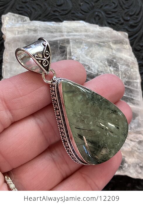 Green Prehnite with Epidote Crystal Stone Jewelry Pendant - #svXaIPmlDzU-4