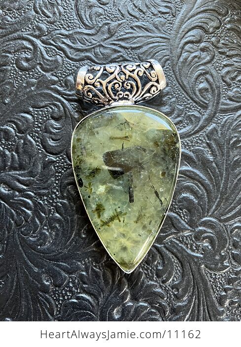 Green Prehnite with Epidote Crystal Stone Jewelry Pendant - #uFpwpd730yY-6