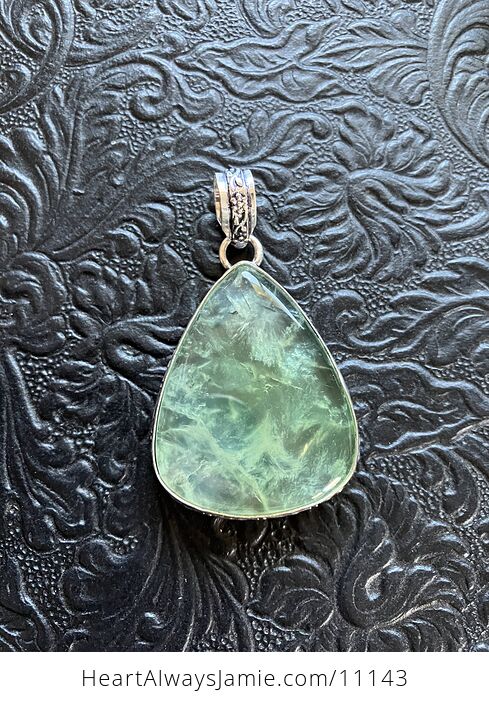 Green Prehnite with Epidote Needles Crystal Stone Jewelry Pendant - #aSLo17cTAjo-6