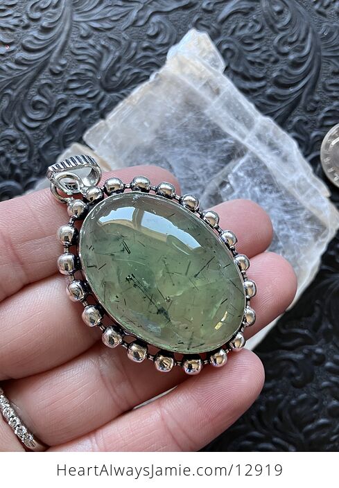 Green Prehnite with Epidote Pendant Stone Crystal Jewelry - #Kvcg85Tao0o-4