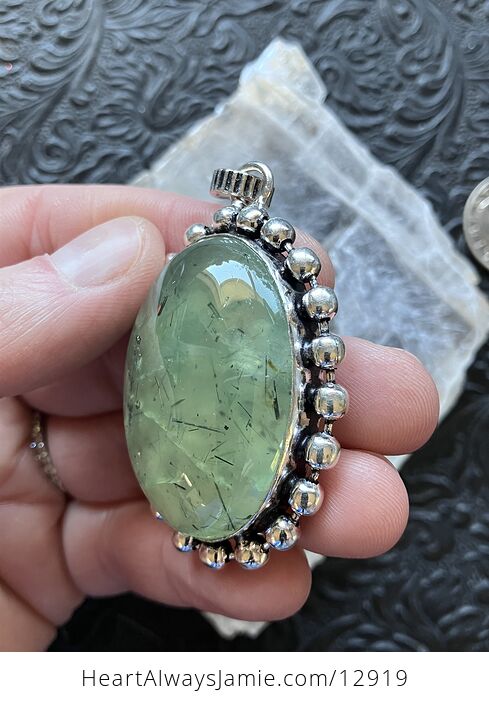 Green Prehnite with Epidote Pendant Stone Crystal Jewelry - #Kvcg85Tao0o-5