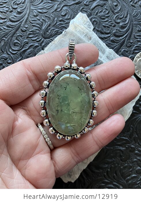 Green Prehnite with Epidote Pendant Stone Crystal Jewelry - #Kvcg85Tao0o-3