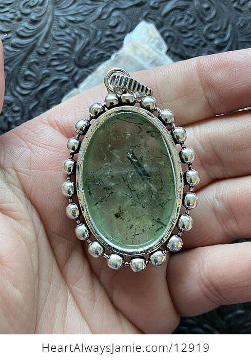 Green Prehnite with Epidote Pendant Stone Crystal Jewelry - #Kvcg85Tao0o-6