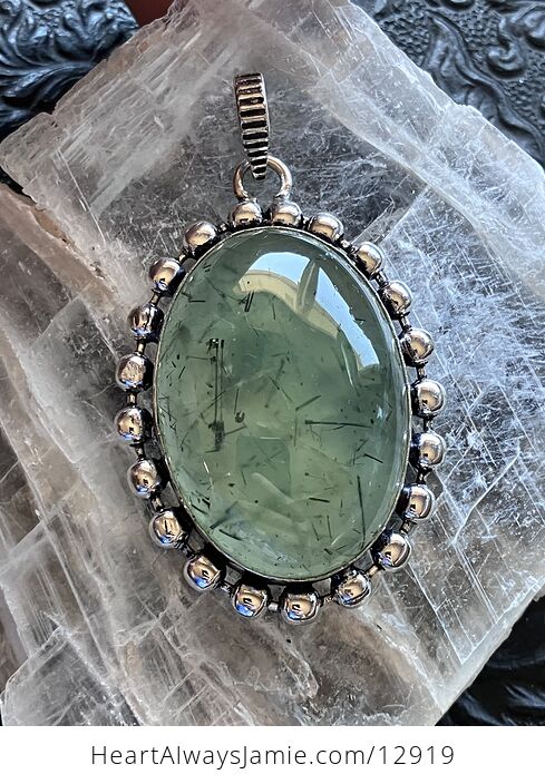 Green Prehnite with Epidote Pendant Stone Crystal Jewelry - #Kvcg85Tao0o-1