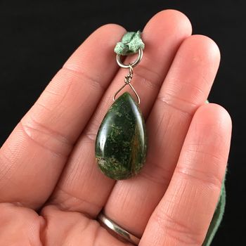 Green Rhyolite Rainforest Jasper Stone Jewelry Necklace Pendant #5oMoX8K4xfY