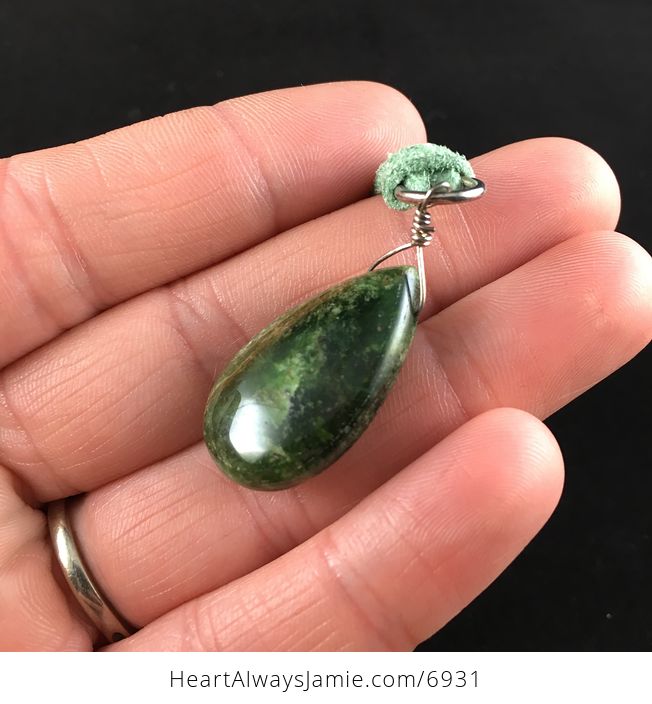 Green Rhyolite Rainforest Jasper Stone Jewelry Necklace Pendant - #5oMoX8K4xfY-5
