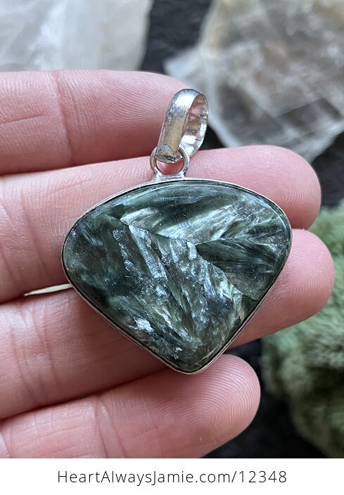 Green Seraphinite Stone Jewelry Crystal Pendant - #NiNSqn0aAPo-1