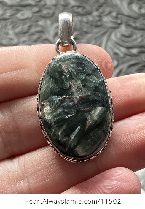 Green Seraphinite Stone Jewelry Crystal Pendant - #lBN0A6a9qK4-2