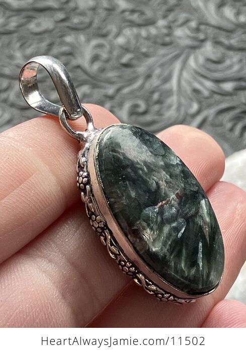 Green Seraphinite Stone Jewelry Crystal Pendant - #lBN0A6a9qK4-3