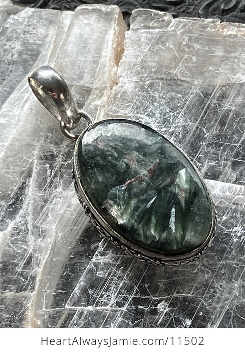 Green Seraphinite Stone Jewelry Crystal Pendant - #lBN0A6a9qK4-8