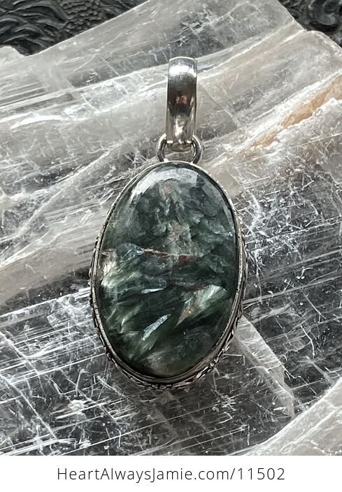 Green Seraphinite Stone Jewelry Crystal Pendant - #lBN0A6a9qK4-1