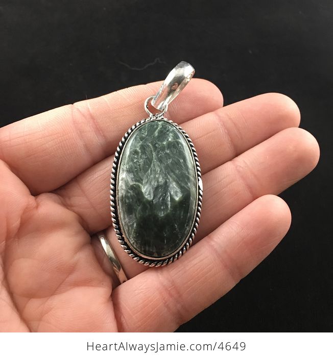 Green Seraphinite Stone Jewelry Pendant - #dzCKJZUOHHI-1