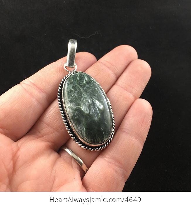 Green Seraphinite Stone Jewelry Pendant - #dzCKJZUOHHI-2