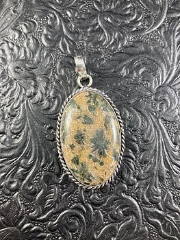 Green Tourmaline in Orange Quartz Crystal Stone Jewelry Pendant #F3Zy68BUswk