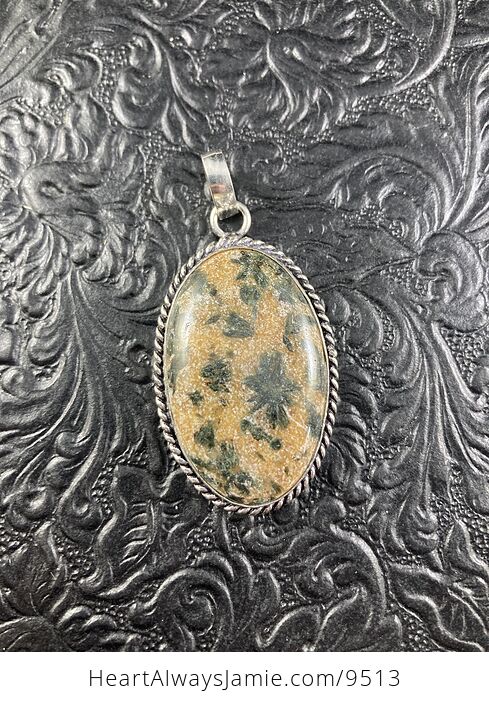 Green Tourmaline in Orange Quartz Crystal Stone Jewelry Pendant - #F3Zy68BUswk-1