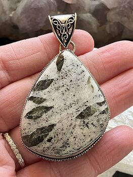 Green Tourmaline in Quartz Crystal Stone Jewelry Pendant #t5MJyYtL5cQ