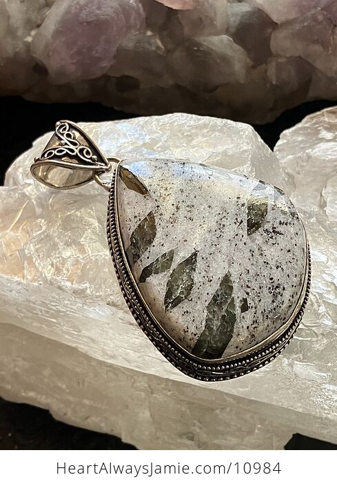Green Tourmaline in Quartz Crystal Stone Jewelry Pendant - #t5MJyYtL5cQ-2