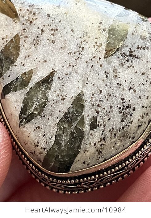 Green Tourmaline in Quartz Crystal Stone Jewelry Pendant - #t5MJyYtL5cQ-4