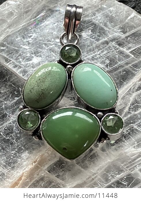 Green Tsavorite and Chrysoprase Stone Jewelry Crystal Pendant - #vIgbEvAm9dM-1