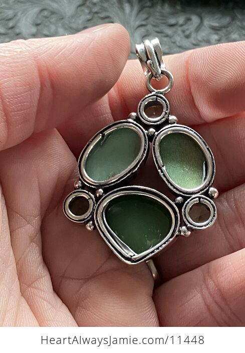 Green Tsavorite and Chrysoprase Stone Jewelry Crystal Pendant - #vIgbEvAm9dM-5