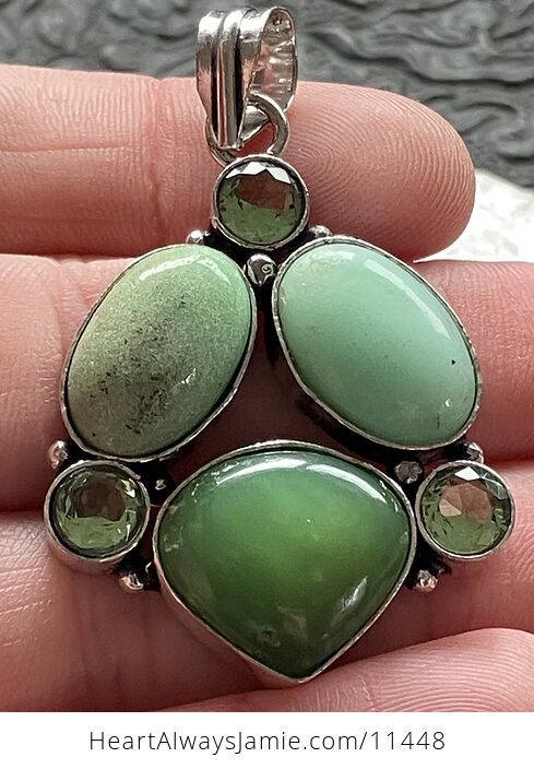 Green Tsavorite and Chrysoprase Stone Jewelry Crystal Pendant - #vIgbEvAm9dM-6