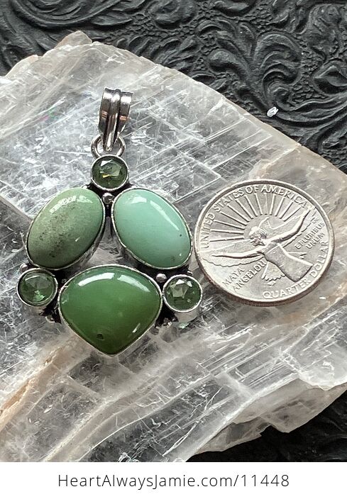 Green Tsavorite and Chrysoprase Stone Jewelry Crystal Pendant - #vIgbEvAm9dM-7