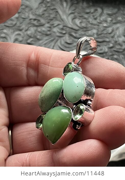 Green Tsavorite and Chrysoprase Stone Jewelry Crystal Pendant - #vIgbEvAm9dM-4