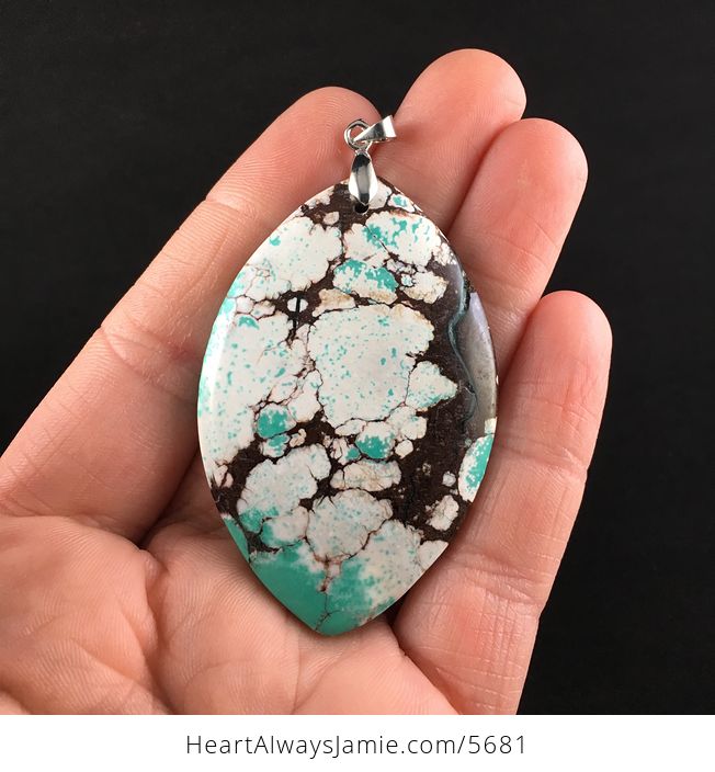 Green White and Brown Turquoise Stone Jewelry Pendant - #kSggWisEHXI-1