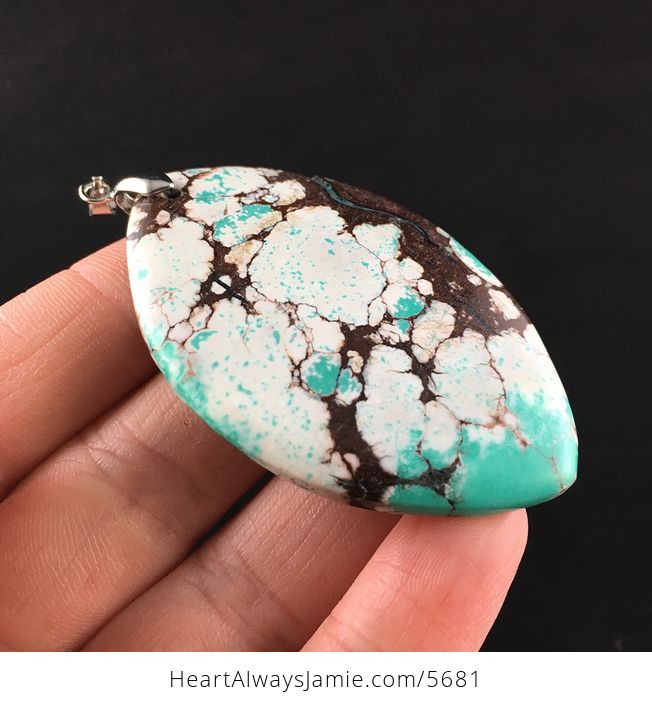 Green White and Brown Turquoise Stone Jewelry Pendant - #kSggWisEHXI-4