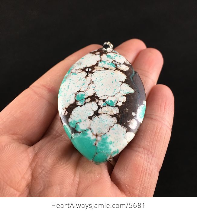 Green White and Brown Turquoise Stone Jewelry Pendant - #kSggWisEHXI-2