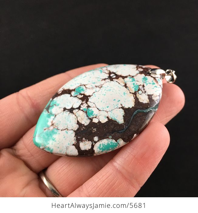 Green White and Brown Turquoise Stone Jewelry Pendant - #kSggWisEHXI-3