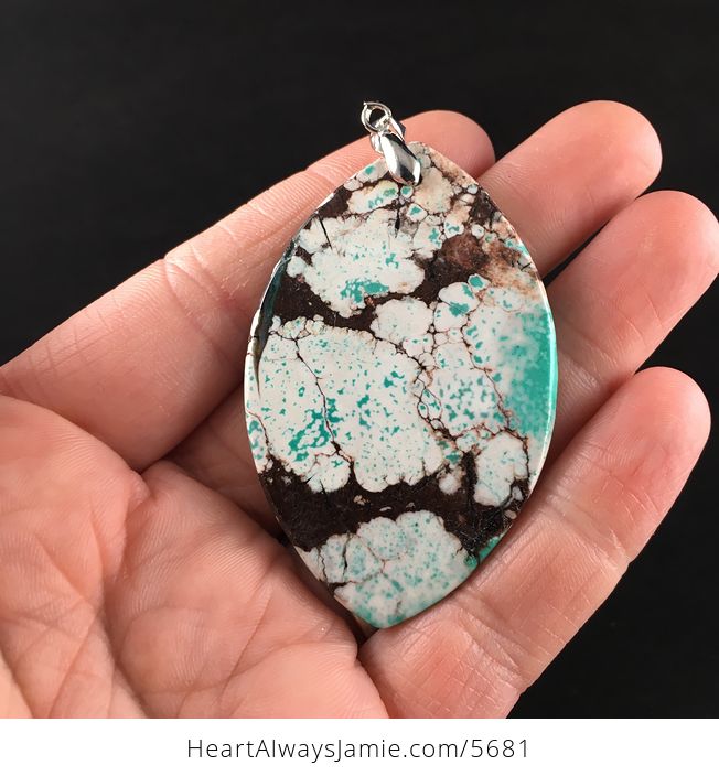 Green White and Brown Turquoise Stone Jewelry Pendant - #kSggWisEHXI-6