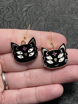 Halloween Black Cat Face Witchy Earrings #JHf44utSZVs