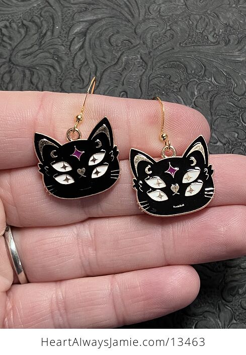 Halloween Black Cat Face Witchy Earrings - #JHf44utSZVs-1