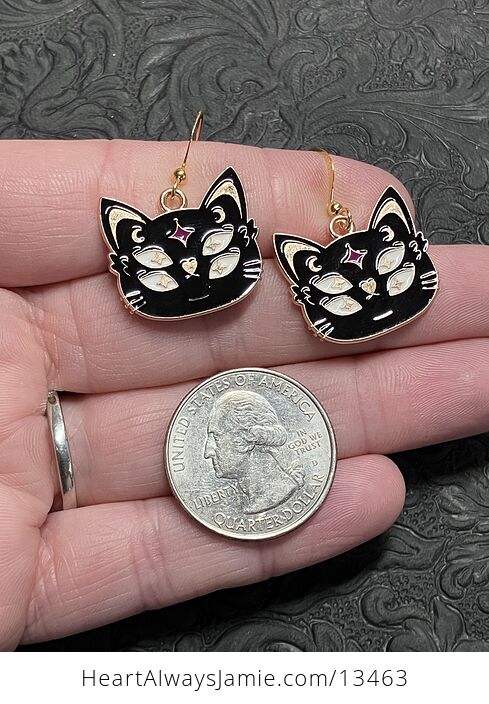 Halloween Black Cat Face Witchy Earrings - #JHf44utSZVs-4