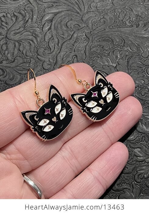 Halloween Black Cat Face Witchy Earrings - #JHf44utSZVs-2