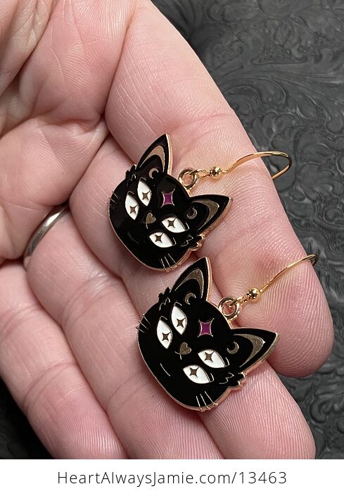 Halloween Black Cat Face Witchy Earrings - #JHf44utSZVs-3