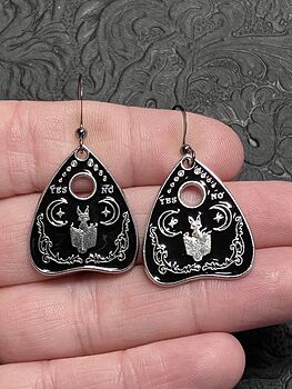 Halloween Black Cat Ouija Board Planchette Kitty Witchy Earrings #Qcmw0VOTHnU