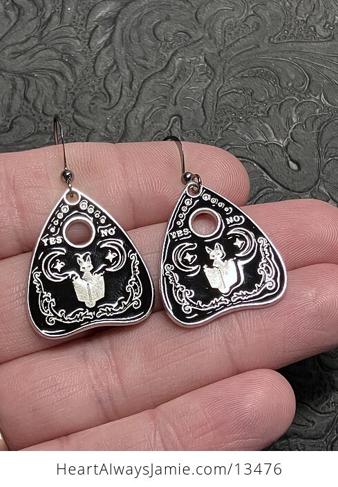 Halloween Black Cat Ouija Board Planchette Kitty Witchy Earrings - #Qcmw0VOTHnU-3