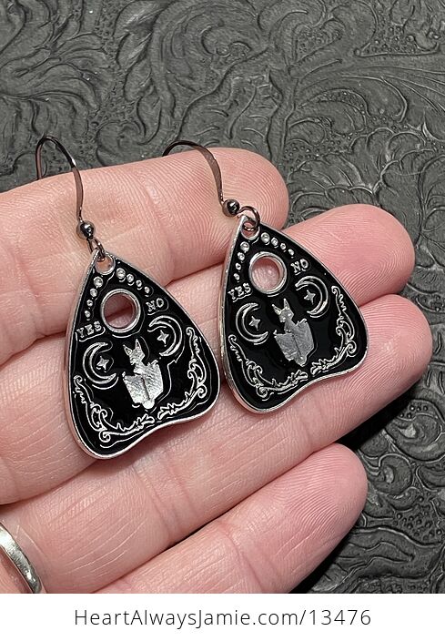 Halloween Black Cat Ouija Board Planchette Kitty Witchy Earrings - #Qcmw0VOTHnU-2