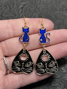 Halloween Black Cat Ouija Planchette and Celestial Kitty Witchy Earrings #5uSVhWUILgM