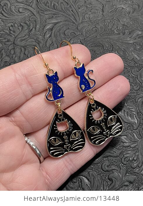 Halloween Black Cat Ouija Planchette and Celestial Kitty Witchy Earrings - #5uSVhWUILgM-2