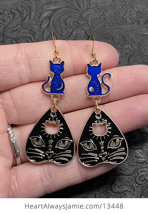 Halloween Black Cat Ouija Planchette and Celestial Kitty Witchy Earrings - #5uSVhWUILgM-1