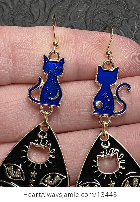 Halloween Black Cat Ouija Planchette and Celestial Kitty Witchy Earrings - #5uSVhWUILgM-4