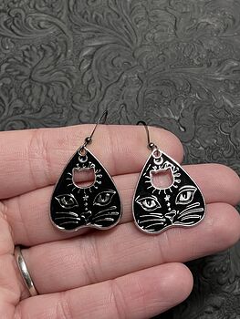 Halloween Black Cat Ouija Planchette Kitty Witchy Earrings #VLfbLS1yWrM