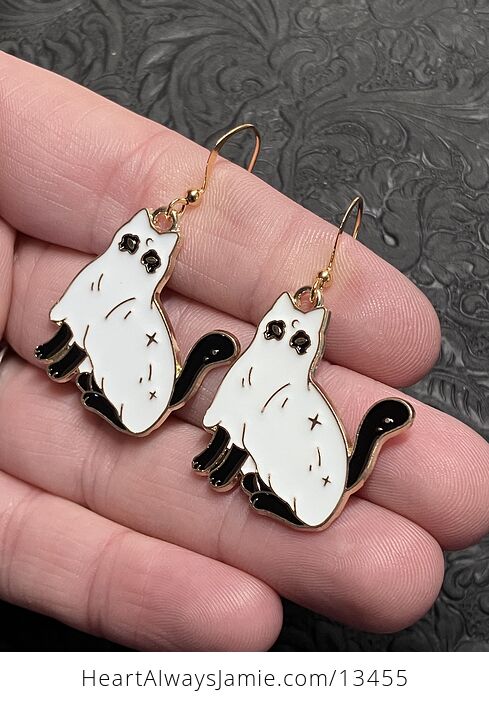 Halloween Black Cat Sheet Ghost Witchy Earrings - #HWQLOtzpNk8-3