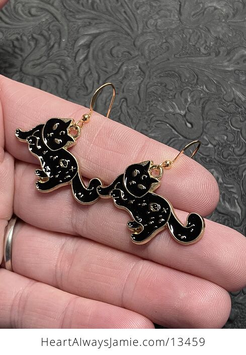 Halloween Celestial Black Cat Witchy Earrings - #OUeHN8N17FM-3