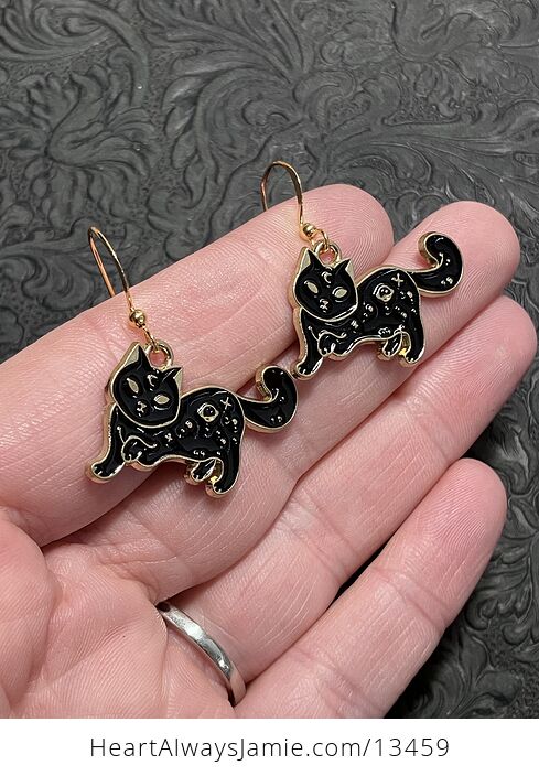 Halloween Celestial Black Cat Witchy Earrings - #OUeHN8N17FM-2