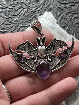 Halloween Flying Vampire Bat Amethyst Gemstone Crystal Jewelry Pendant Charm #abTmfmfA1xA