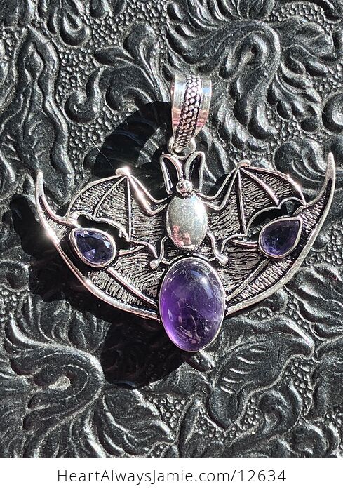 Halloween Flying Vampire Bat Amethyst Gemstone Crystal Jewelry Pendant Charm - #MkytwCzv1AY-6